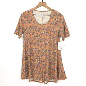 LuLaRoe Perfect T Tan Pink Floral Swing Shirt